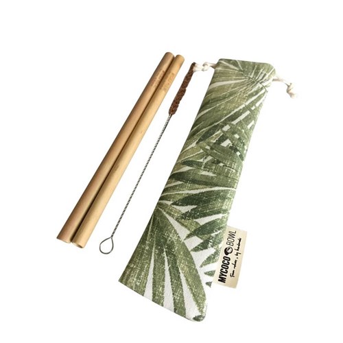 2'li Bambu Pipet Seti Desenli Keseli